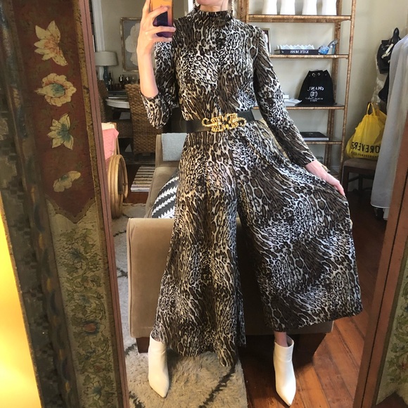 Vintage Pants - Vintage leopard  palazzo jumpsuit